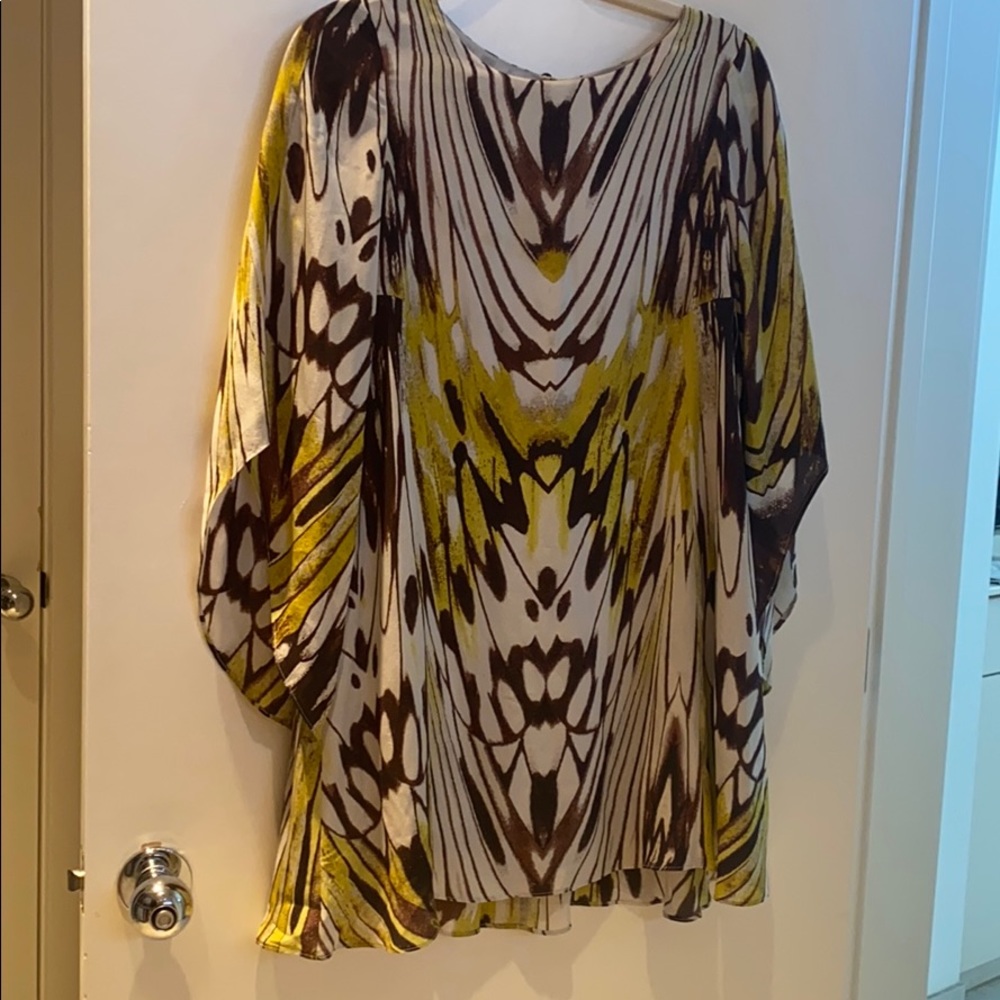 Multicolor bell sleeve mini dress Anthropologie